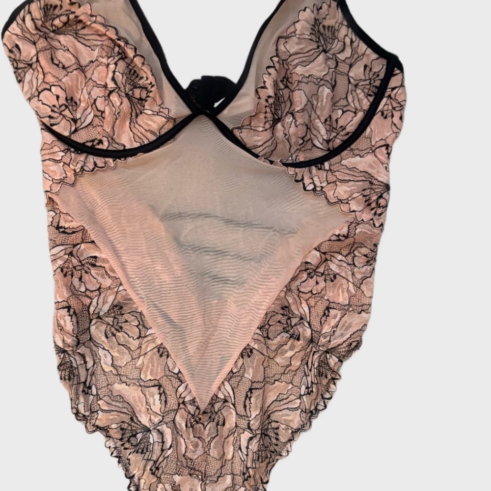 Auden Lace Pink Sheer Bodysuit